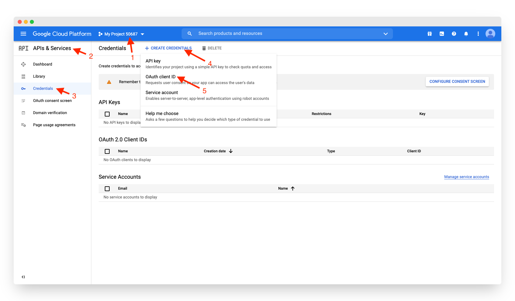 Creating an OAuth client ID in Google Cloud console