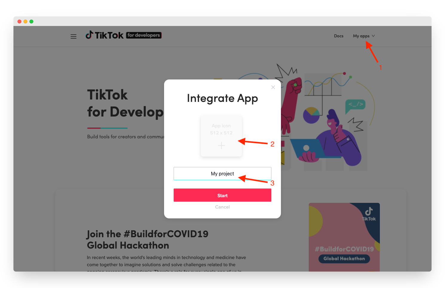 Creating a new TikTok app